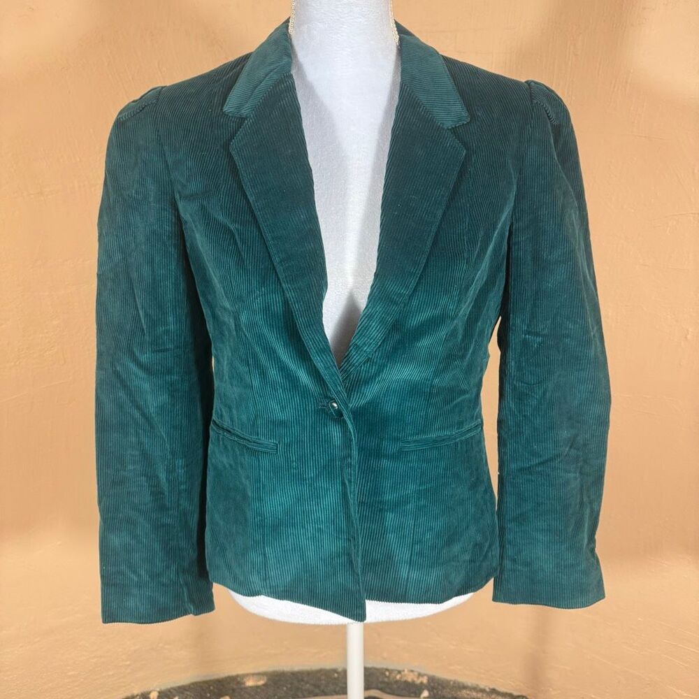 Vintage Hunter’s Glen Teal Corduroy Blazer | Single Button | Fully Lined | Size